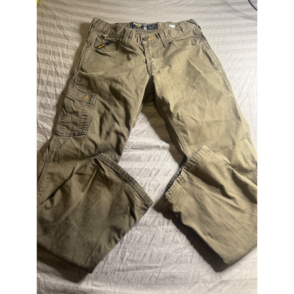 Ariat Rebar M4 Relaxed Straight Leg‎ Cargo Work Pants Mens 30x32 Olive Khaki - Picture 5 of 6